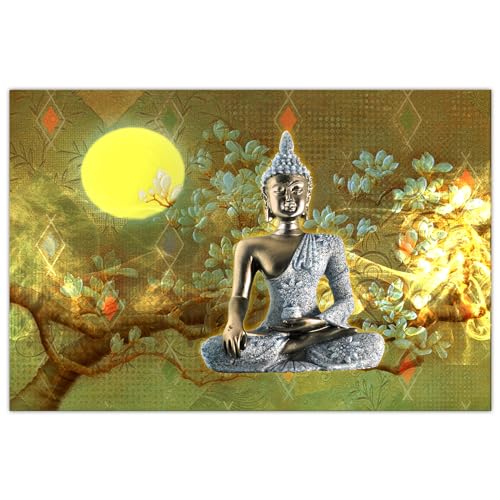 Indianara Rolled Sparkled Gautam Buddha Art Print for Room Décor Digital Reprint 36 inch x 24 inch Painting (10736PST)