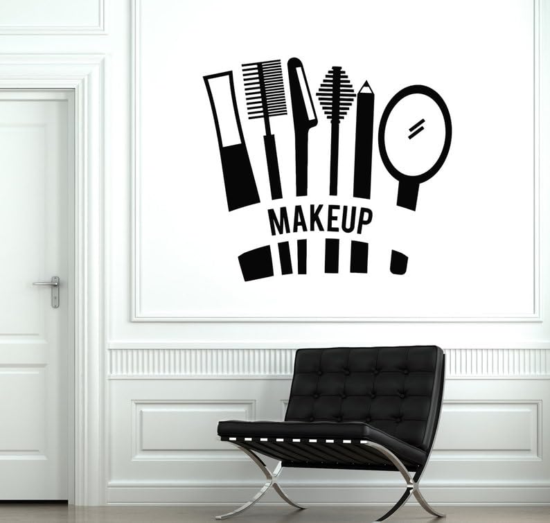 SnappySticker Hair Salon Beauty Cosmetics Mascara Lipstick Makeup Make Up Wall Sticker PVC Vinyl Easy to Stick (27 X 37)