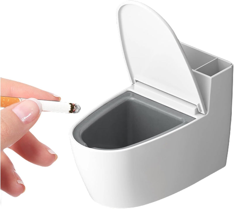 Divik Wall Mounted Toilet Shape Cigarette Ashtray Desktop Ashtray Smokeless Outdoor Ashtray with Lid Suitable for Indoor, Bedroom, Hotel, Bathroom, Office (1Pcs)