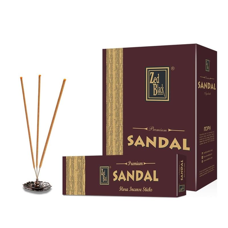 Zed Black Premium Sandal Incense Sticks Long Lasting Refreshing Agarbatti Scent Sticks for Everyday Use - Executive Pack (pack of 12)