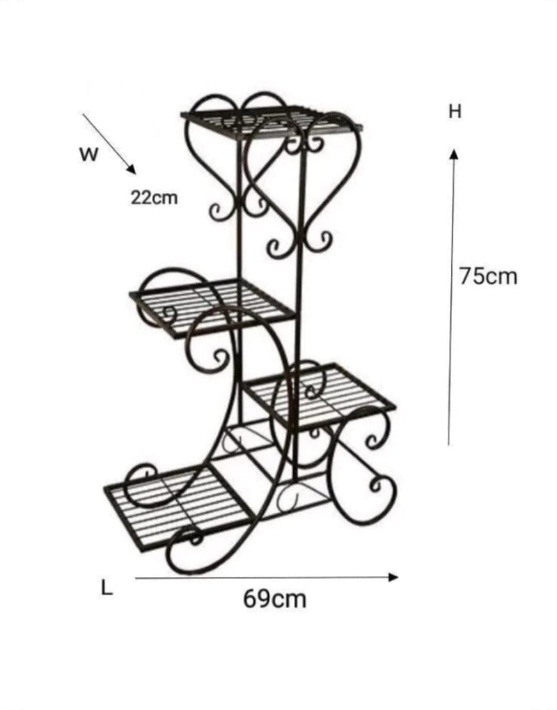 HOUSE PLANT Crafts Wrought Iron Metal Plant Stand Flower Pot Stand for Balcony Living Room Outdoor Indoor Plants, Plant Holder Home and Decor (4-Teir Black)