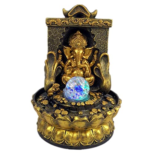 CALANDIS® Elephant Buddah Statute Tabletop Fountain Lucky Feng Shui for Home Office