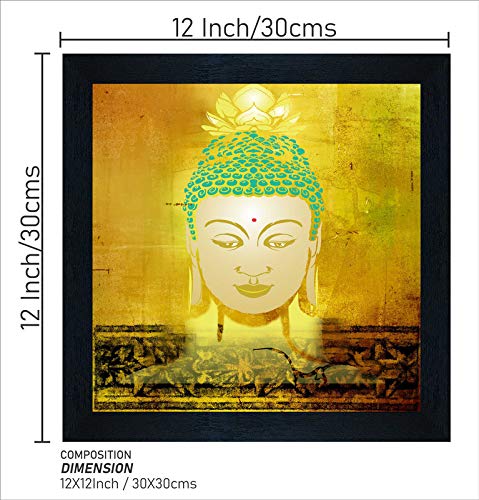 SAF 'Buddha' Multi-Effect UV Textured Painting with Frame 12 inch X 12 inch SANFN31017