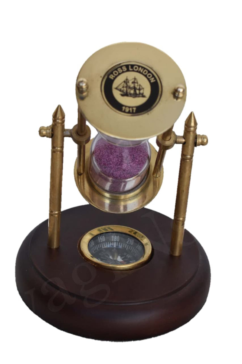 Table Clock Antique Style Sand Timer and Compass Office Home Decor Items Handicraft Items