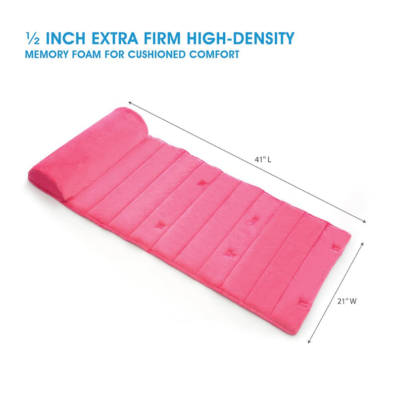 My First Premium Memory Foam Nap Mat with Built-In Removable Pillow, Pink