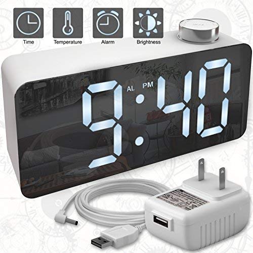 smile world Plastic Rectangle Mirror Finish Digital Clock with Dual Power Option (Black)