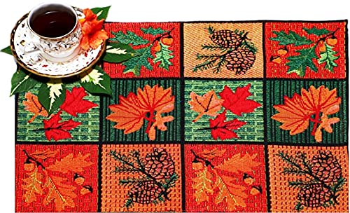 PRAKARTIK BY INDUARTS Cotton Jacquard Tropical Print Rectangular Placemat (33X47 cm, Multicolour) -Set of 4