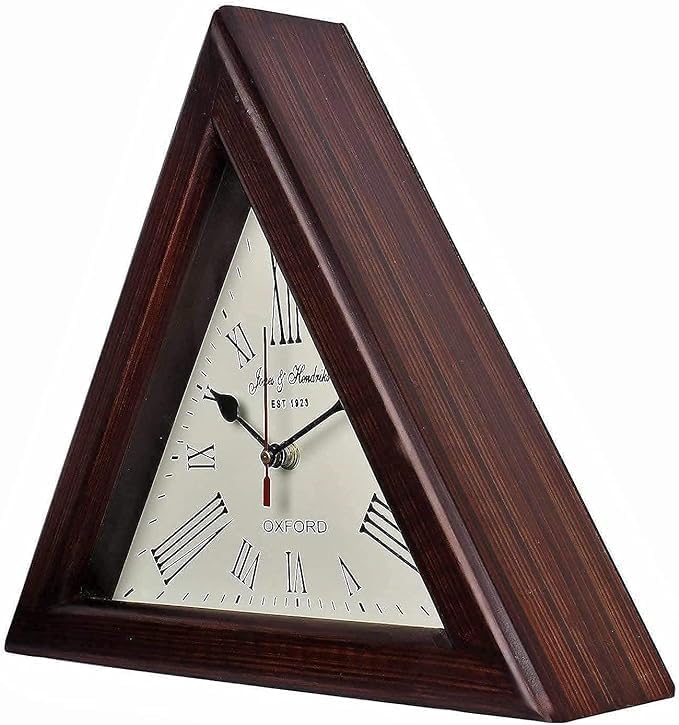 Delight 12 inch Wooden Desk Clock Triangle Design Desk Clock I Home Decor