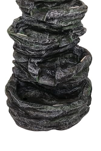 SEPBORN Outdoor Water Fountain, 5 Tier Cascading Rock Design, 40" Height Decoration Gift Gifting with Light and Water Pump