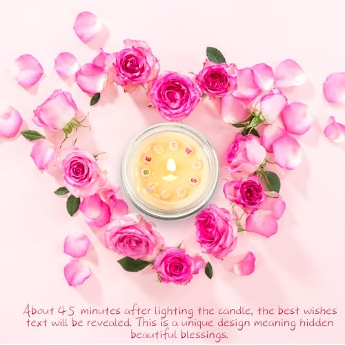 Threlaco 4 Pcs Romantic Gifts for Her, Valentines Day Gifts for Her, Happy Birthday Gifts for Women, Sandalwood, Rose, Lavender, Cream Vanilla Soy Love Candle for Mom Girlfriend Wife, 7 oz