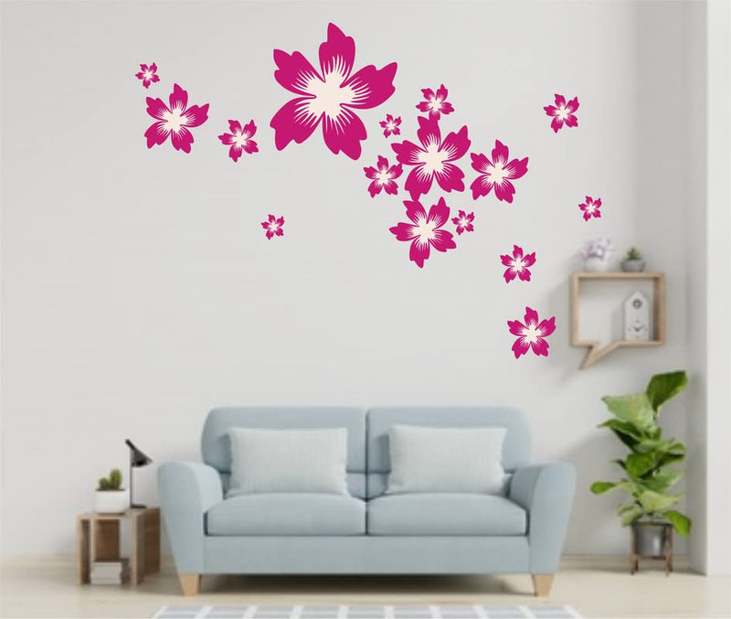 K2A Design Beautiful Pink Flower Wall Sticker Multicolor PVC Vinyl 80x110 Cm