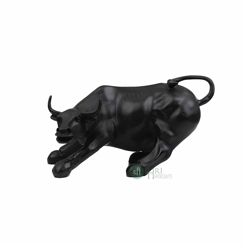 Indicast Resin 10" Geometric Statue Bull Sculpture Ornament Abstract Animal Figurines Room Desk Decor Home Decoration (Black), Pack of 1