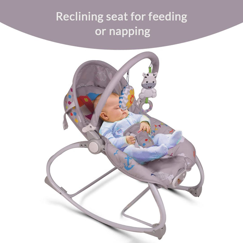 INFANTSO Baby Rocker Portable with Free Mosquito Net & Calming Vibrations & Musical Toy (03-Grey)