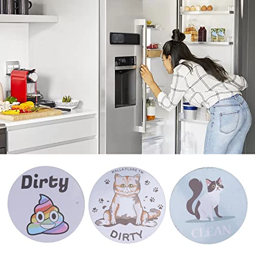 Ubersweet® Dishwasher Magnet Clean Dirty Sign Scratch Resistant Flexible Cute Double Sided 3 Pcs for Home Kitchen Decoration (Combination One)