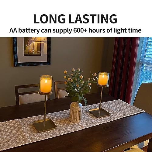 ASLDOIWEH 3x3 Flickering Flameless Candles Set of 2, 2AA Battery Life 600 Hours Battery Candles Flickering with Timer,3 inch Flameless Candles with Remote for Party/Wedding,Ivory