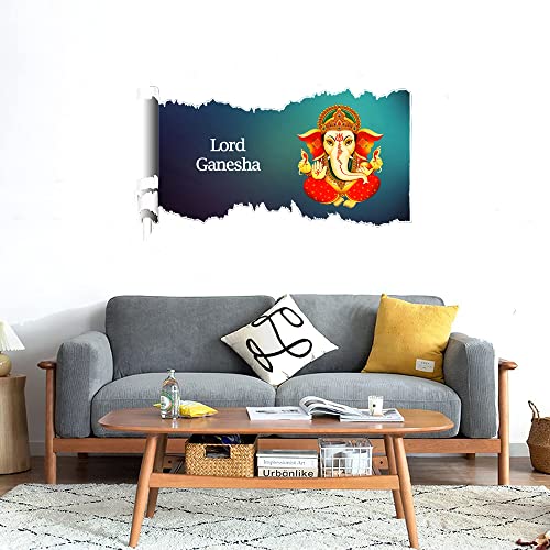 GADGETS WRAP Printed Wall Decal Sticker Scratched Paper Style Wall Decal (90cm x 50cm) - Spiritual Lord Ganesha