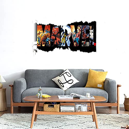 GADGETS WRAP Printed Wall Decal Sticker Scratched Paper Style Wall Decal (90cm x 50cm) - Superhero Logo