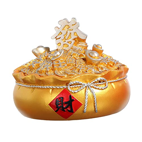 MYADDICTION Chinese Ashtray with Lid Resin Crafts Sculpture for Home Decoration Men Gift Gold C