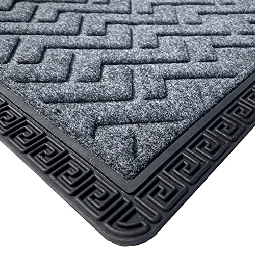 Amazelo Cart Door Mats For Home Entrance,Rectangular Mats Outside, Indoor Rubber Mat, Waterproof Bathmat Heavy Duty For Entry Areas Inside Door Mat Non-Slip Back Dirt Trapper (60X40 Cm, Grey)