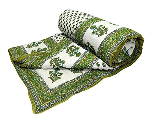 SAMRADHI Traditional Famous Jaipuri Beautiful Floral Print in Multi Colour Jaipuri Rajai/Razai/Quilt Single/Single Bed Quilt/Comforter/AC Quilt/AC Comforter