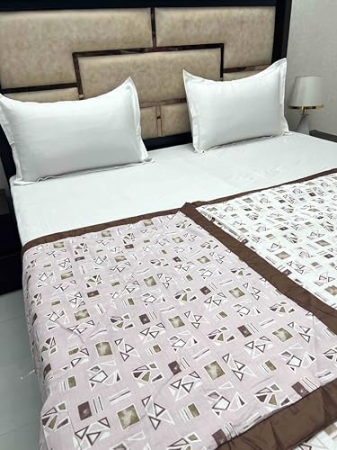 Pure Decor Silken Collection 100% Pure Cotton Double Bed King Size Dohar (87"X95") PD 3970 - Geometric, Brown