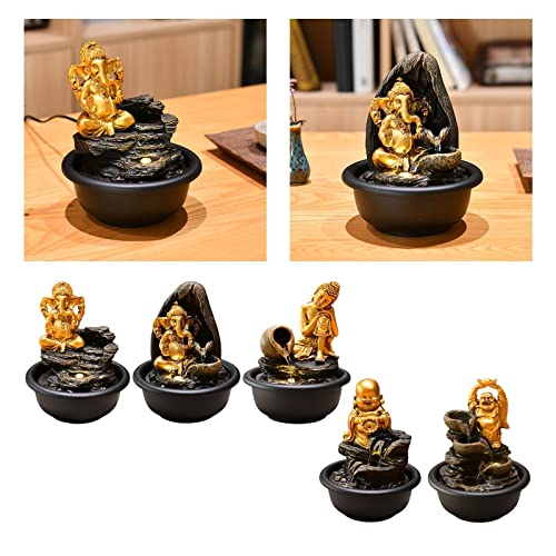 CALANDIS® Tabletop Water Fountain Buddha Statue for Office Farmhouse Birthday Gifts Hindu Ganesha'