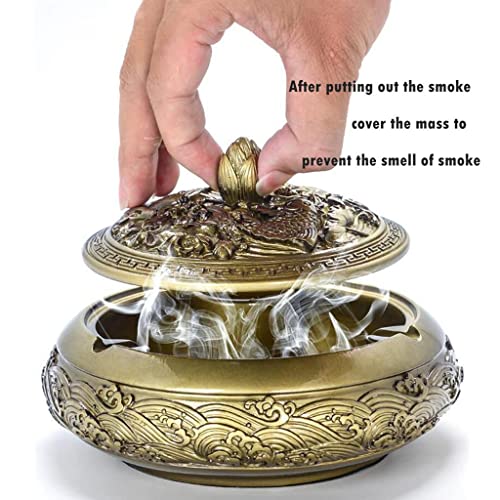 SECRET DESIRE™ Decorative Ash Tray with Lid Cigarette Holder Indoor&Outdoor Crafts Tabletop Bronze