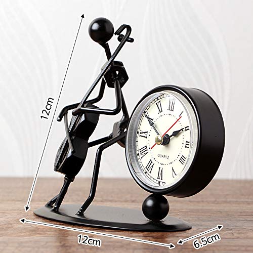 Muellery Elegant Table Desk Clock Classic Playing Cello Design Analog Clock for Your Room Office Living Room TPCA01137