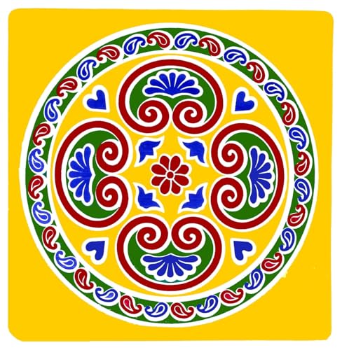 ABS HERBALS Vinyl Self-Adhesive Rangoli/Kolam Sticker ? Traditional Handmade Kolam Art/Design Sticker for : Pooja Room, Home Entrance, Tile, Floor, (Meroon:MM2,MP2 Pack of 4Pcs)