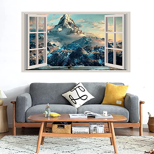 GADGETS WRAP Printed Wall Decal Sticker Fake Window Style Decal (90cm x 50cm) - The Highest Mountain Look