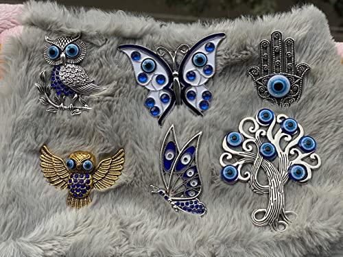 BLUE BEADS Home & Decor Magnets Multi Design Turkish Evil Eye Fridge Magnet Refrigerator Sticker Home and Office Decorative Things & Car Accessories (Any 2 Pcs)