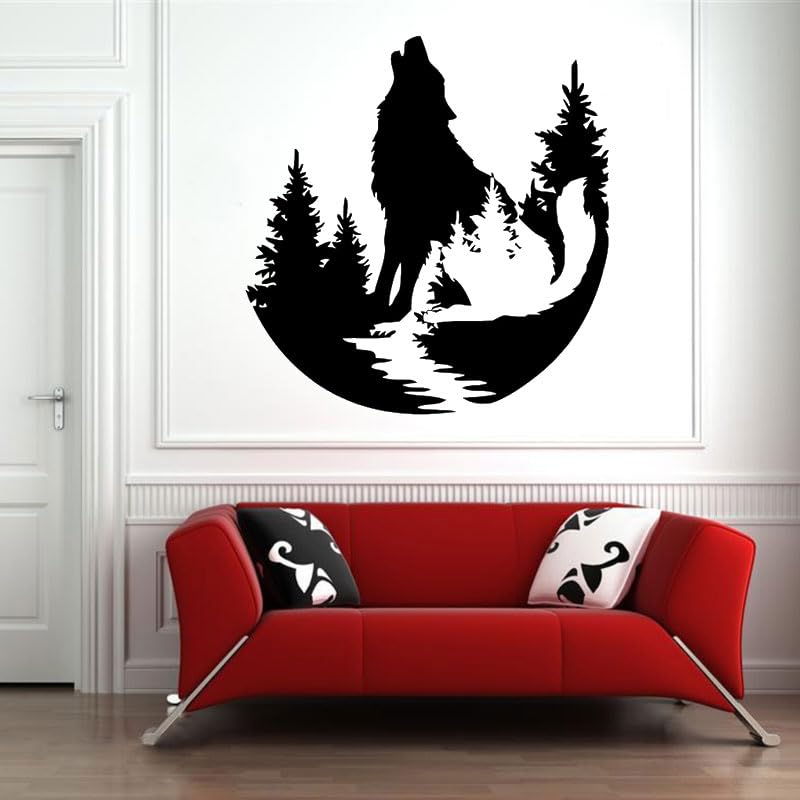 GADGETS WRAP Wall Decal Vinyl Sticker Nature Howl Wolf for Office Home Wall Decoration