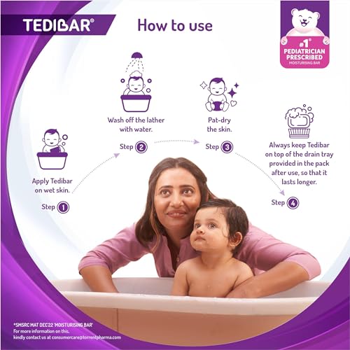 Tedibar Moisturising Baby Bathing Bar 75gx2(Pack of 1) with Skin Friendly PH|100% Soap Free|Dermatologically Tested and No. 1* Pediatrician Prescribed Moisturising Bar - By Torrent Pharma