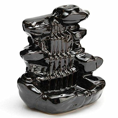 CRAFTAM Polyresin Smoke Backflow Fountain with 10 Free Backflow Cones Showpiece Figurine for Gift (10 x 7 x 10 cm, Black)