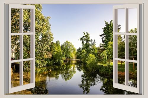 JVERF - JZZA22143 Germany Parks Rivers Flowering Trees Bonn| Self-Adhesive Open Window Wall Sticker