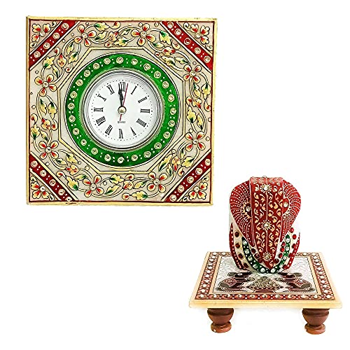 Handicraft Kingdom Small Analog Clock for Study Table & Kids Boys Girls Students with Ganesh Chowki| Approx Size (6 x 6 Inch) & Wt (600 Gm) Pack of 3