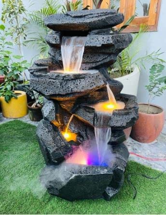 Shawshank Double Spiral Water Fountain Resin Fiberglass Water Fountain for Home Office Living Room Décor with LED Lights and Water Pump