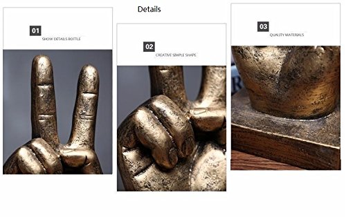 Creative Statues and Abstract Hand Sculptures for Home & Office Decor,Finger Signs Marks Figurines (Gold Yes)