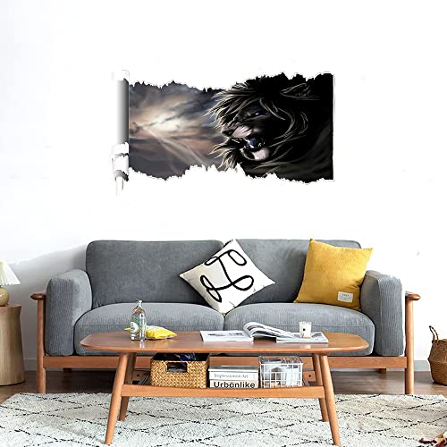 GADGETS WRAP Printed Wall Decal Sticker Scratched Paper Style Wall Decal (90cm x 50cm) - Lion Angry