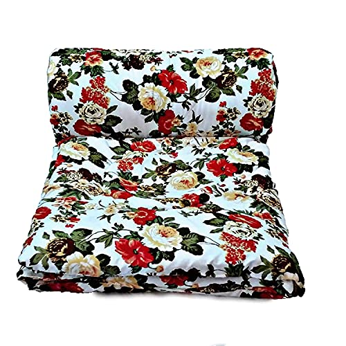 Shree Shyam Single Bed AC Dohar, Floral Blanket, 100% Microfibre, 450gsm, Red