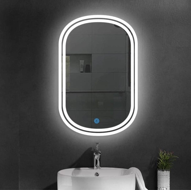 Aranaut Glass led Wall Mounted Bathroom Mirror with Touch Sensor Button in White Light (18 x 24 Inch_ Design, Unframed)