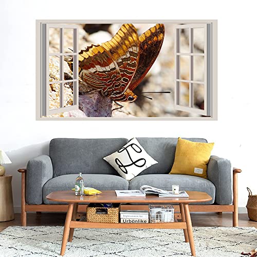 GADGETS WRAP Printed Wall Decal Sticker Fake Window Style Decal (90cm x 50cm) - Butterfly Flies