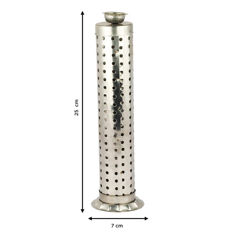 Shubhkart Nitya Stainless Steel Agarbatti Stand for Puja |Incense Stick Holder with Ash Catcher| 25cm Height |Stainless Steel Incense Burner| 1 Piece