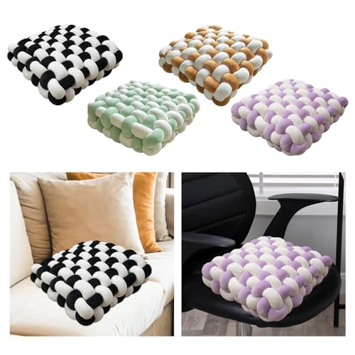 CALANDIS® Knot Pillow Household for Boys Girls Handmade Braided Knit Plush Pillow White and Black | 1 Knot Pillow