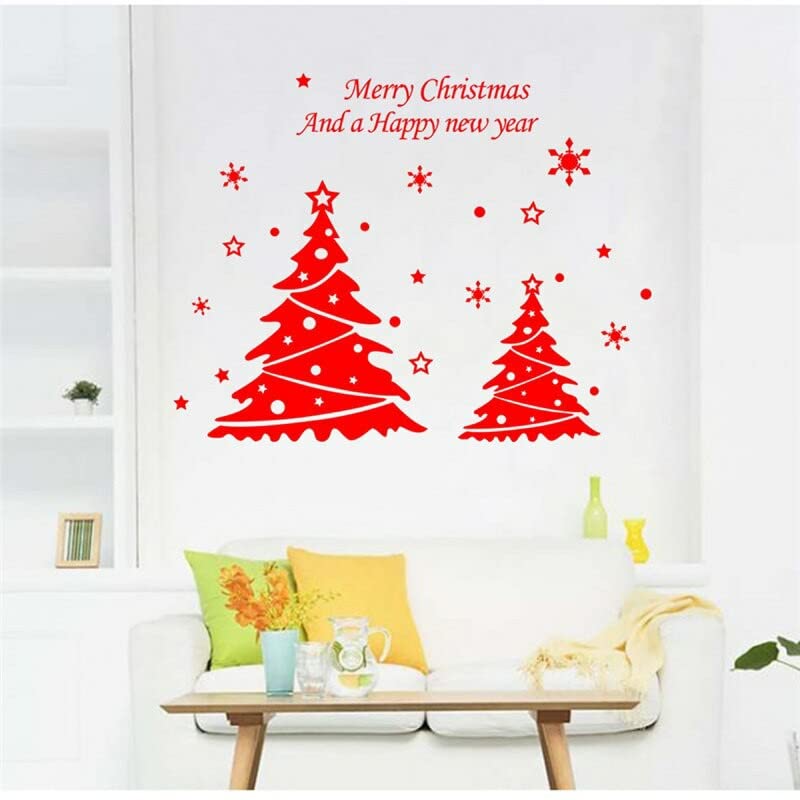 GADGETS WRAP Vinyl Wall Decal Sticker Christmas Tree with Snowflake Red