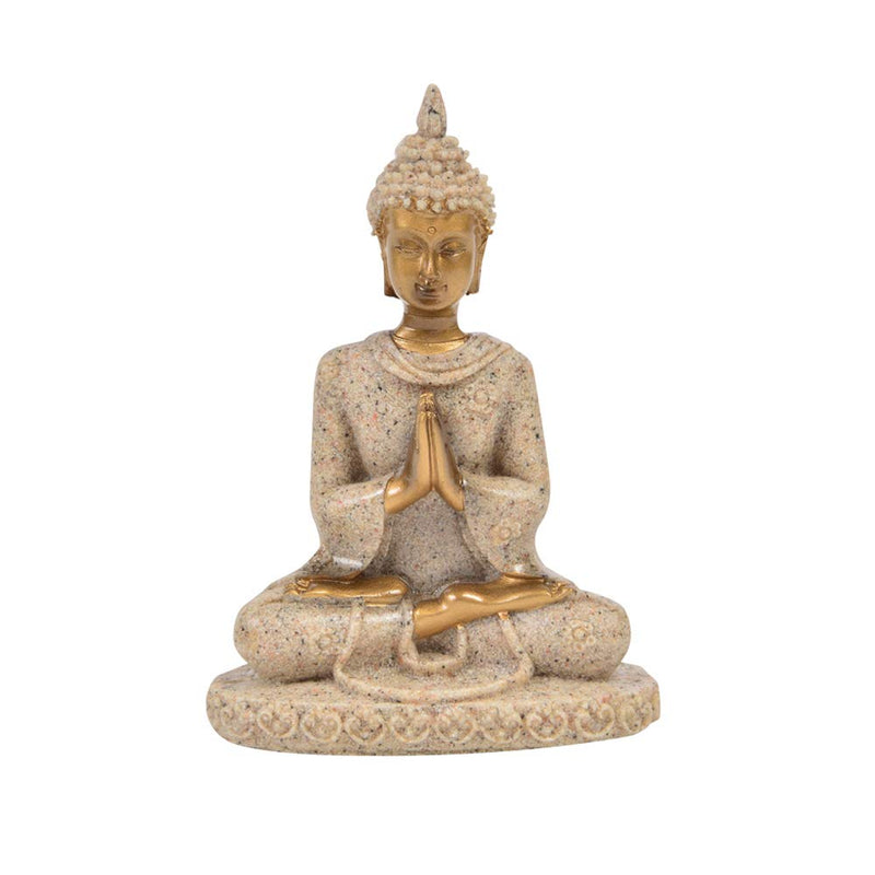 Comimark 1Pcs Handmade Meditation Buddha Statue Sandstone Sculpture Figurine