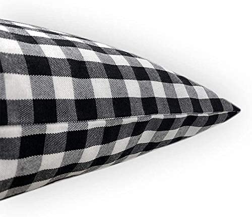 H B MSALA (DEVICE) Black and White Checkered Microfiber 16 X 25 Inch Size Soft Plush Cushy Pillow (Pack of 01)