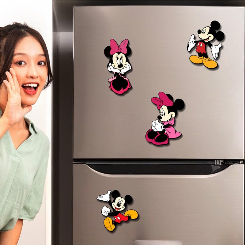 SAF Micky Mouse Cartoon Theme Set of 4 MDF Wooden Fridge and Door Magnets |Home Decor Item | Kitchen Decor Item | FM-4p-11