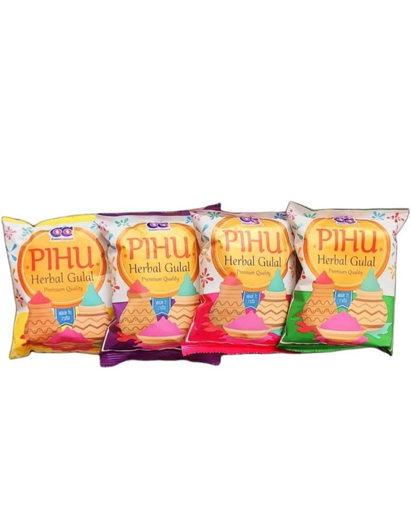 Gulal - Muliticolor (Pack of 4) | 100% Natural and Herbal Gulal | Organic Coloured Powder | Non-Toxic and Skin-Friendly Holi Gulal | Holi Celebration