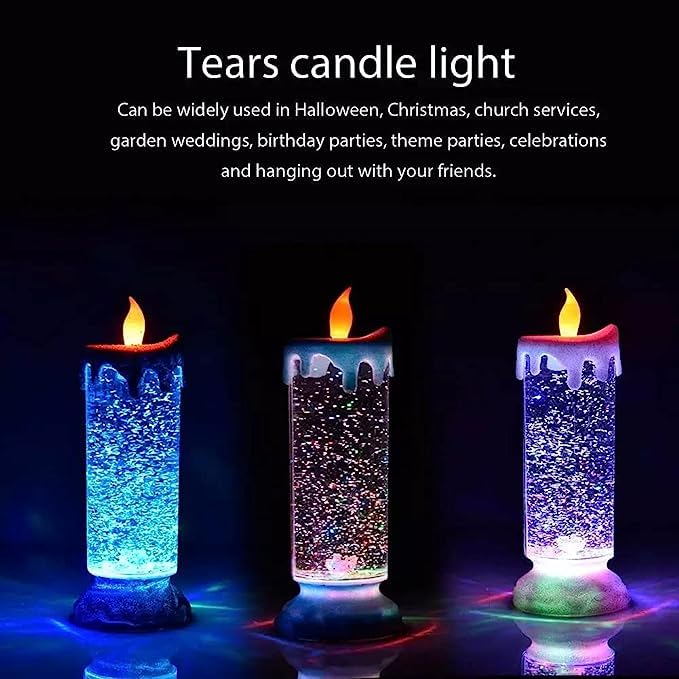 Vaibhav Enterprises Light Swirling Glitter Water Color Changing Candle Light, Tears Candle (Glitter LED Candle)